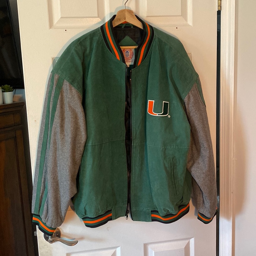 Vintage Leather/Poly Miami Varsity Jacket - Men’s XL